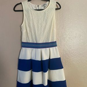 Speechless Blue White & Cream Dress M